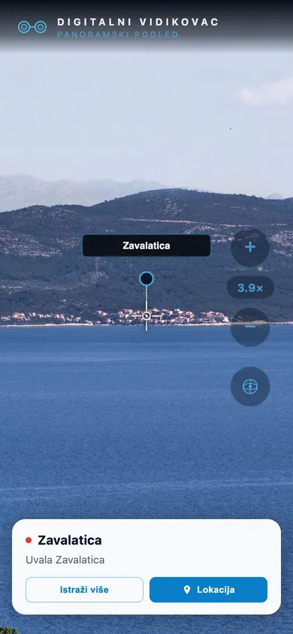 The labelled place Zavalatica with its card opening automatically
