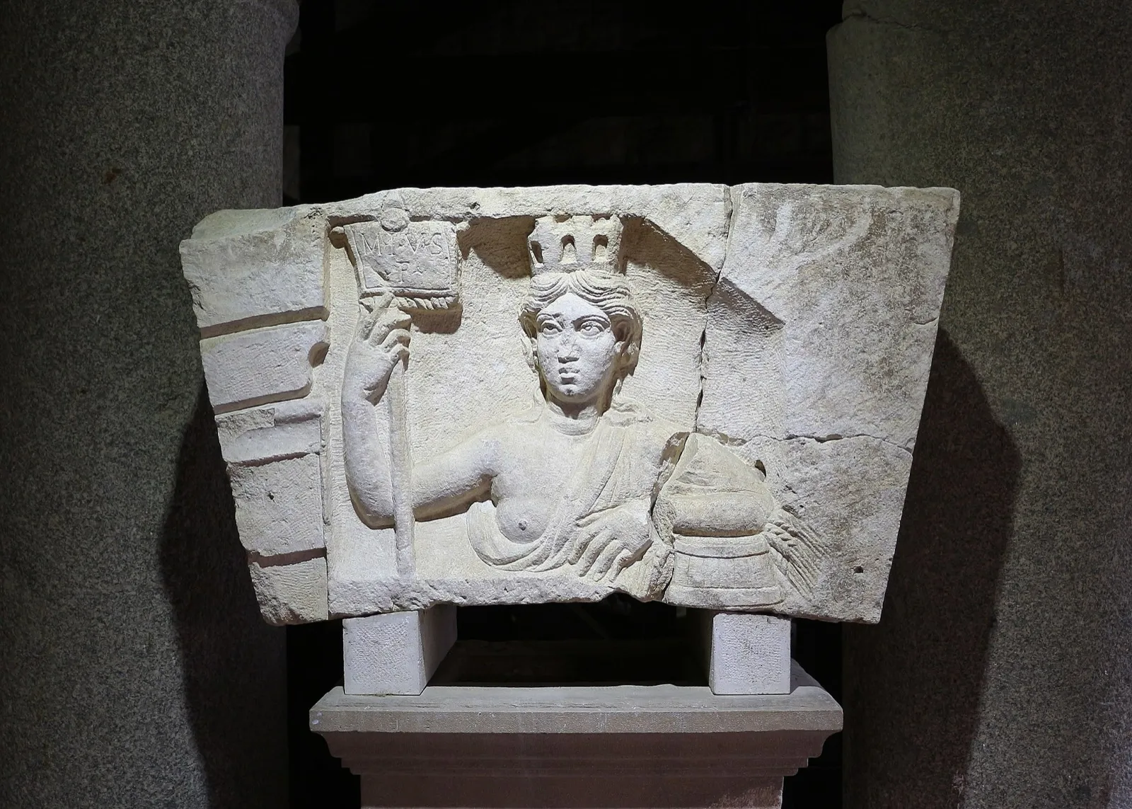 Ancient relief in a museum exhibition
